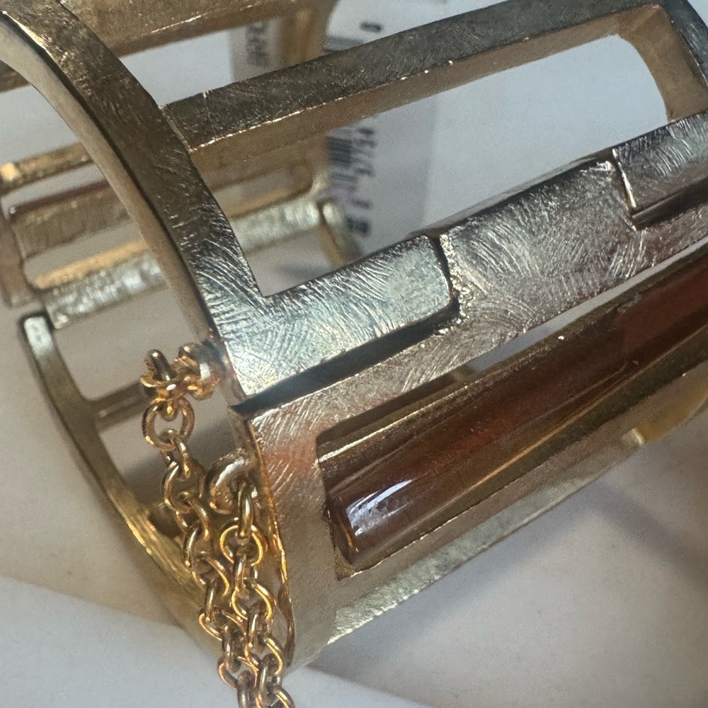 VTG Couture Givenchy Bijoux Cuff Bracelet Goldtone Amber Crystal Gift Ready - Picture 3 of 9